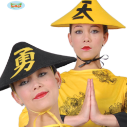 Chinese Hoed Vilt Geel – Zwart