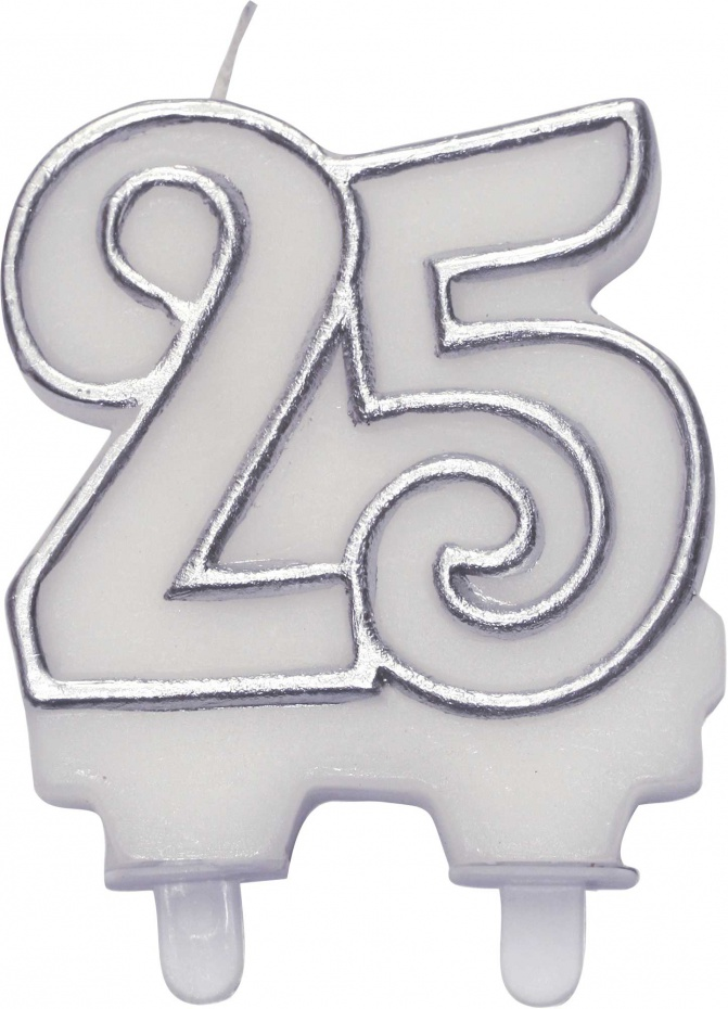 Taartkaarsje 25 Zilver