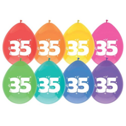 Ballonnen 35 Jaar Gekleurd 8 Stuks