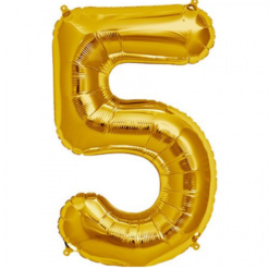Folieballon Cijfer 5 Goud 86cm