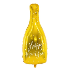 Folieballon Champagnefles Goud Happy New Year