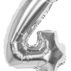 Folieballon Cijfer 4 Zilver 36cm