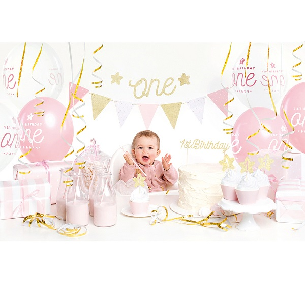 1st Birthday Decoratie Set Roze/goud 33dlg