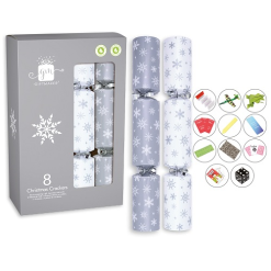8 St. Christmas Crackers Silver And White 12 Inch XAMGS500