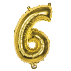 Folieballon Cijfer 6 Goud 36cm