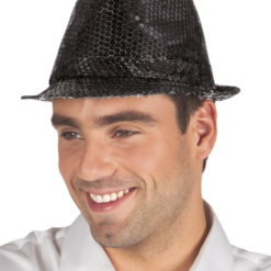 Gleufhoed Pailletten Zwart