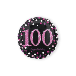 Folieballon Sparkling 100 Jaar Pink 46 Cm