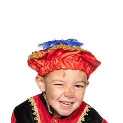 Pieten Baret Kind Rood Met Veer