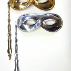 Oogmasker Op Stok Rond Metallic Goud