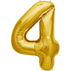 Folieballon Cijfer 4 Goud 86cm
