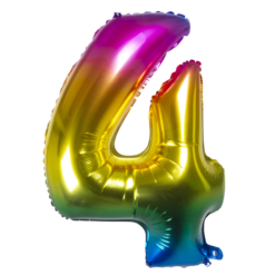 Folieballon Cijfer 4 Regenboog 36cm