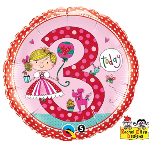 Folieballon Rachel Ellen 3 Meisje 46cm