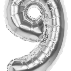 Folieballon Cijfer 9 Zilver 36cm