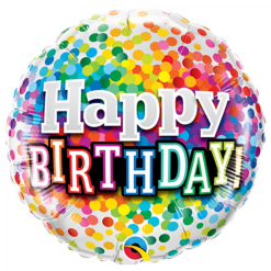 Folieballon Confetti Happy Birthday 46cm
