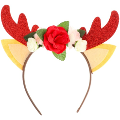 Diadeem Rendier Rood Met Bloemen