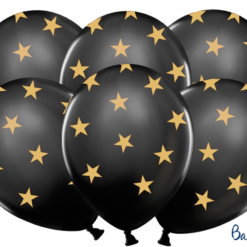 Ballonnen Zwart Met Gouden Sterren 5st