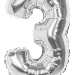 Folieballon Cijfer 3 Zilver 36cm