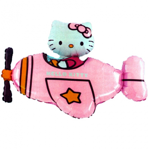 Folieballon Hello Kitty In Vliegtuig 65cm