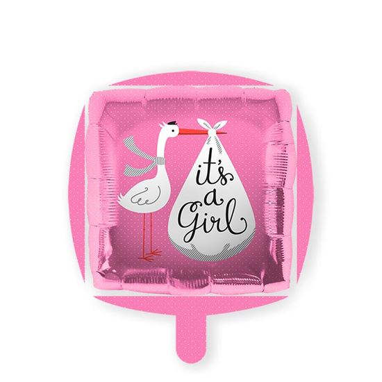 Folieballon Ooievaar It Is A Girl 46cm