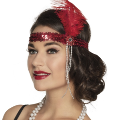 Hoofdband Charleston Flapper Rood