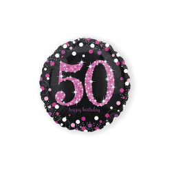 Folieballon Sparkling 50 Jaar Pink 46cm