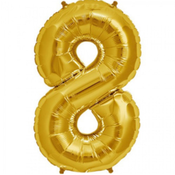 Folieballon Cijfer 8 Goud 86cm