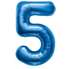 Folieballon Cijfer 5 Blauw 86cm