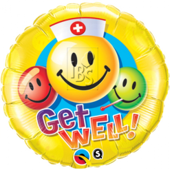 Folieballon Smiley Get Well Soon 43cm