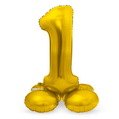 Folieballon 1 Met Voetje Goud