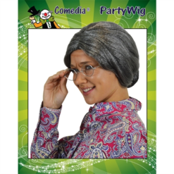 Oma Pruik Met Knot Donkergrijs