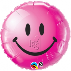 Folieballon Smiley Roze 46cm