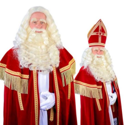 Sinterklaas Baard + Pruik TV Buffelhaar Op Tule Type JW 106