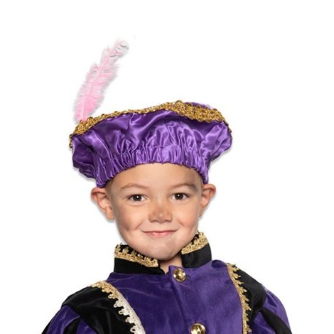 Pieten Baret Kind Paars Met Veer