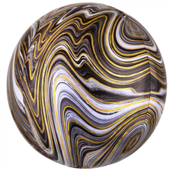 Folieballon Orbz Marble Black 38cm