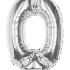 Folieballon Cijfer 0 Zilver 36cm