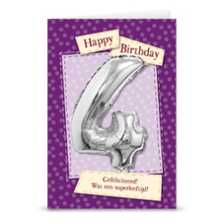 Kaart Met Cijferballon 4 Jaar