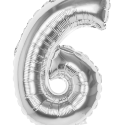 Folieballon Cijfer 6 Zilver 36cm