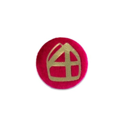Baretspeld / Button Met Mijter Rood