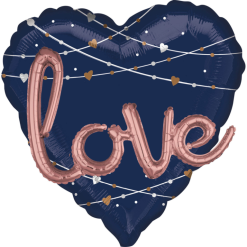 Folieballon Love Hart Navy 3d