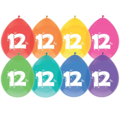 Ballonnen 12 Jaar Pastel 8st