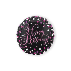 Folieballon Sparkling Happy Birthday Roze 43cm