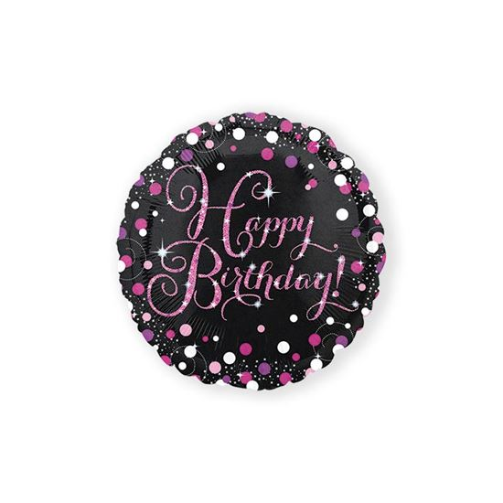 Folieballon Sparkling Happy Birthday Roze 43cm